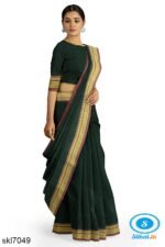 ILKAL COTTON PLAIN SAREE WITH CHIKKI PARAS BORDER