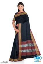 ILKAL COTTON PLAIN SAREE WITH CHIKKI PARAS BORDER