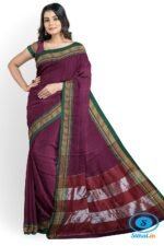 ILKAL COTTON PLAIN SAREE WITH CHIKKI PARAS BORDER