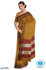 ILKAL COTTON PLAIN SAREE WITH CHIKKI PARAS BORDER