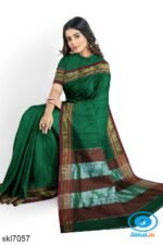 ILKAL COTTON PLAIN SAREE WITH CHIKKI PARAS BORDER