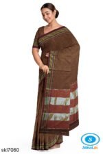 ILKAL COTTON PLAIN SAREE WITH CHIKKI PARAS BORDER