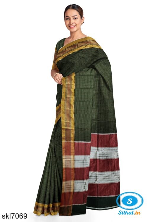 ILKAL COTTON RAGAWALI SAREE WITH CHIKKI PARAS BORDER