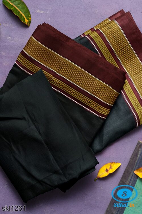 ILKAL SILK PLAIN CHIKKI BORDER SAREE