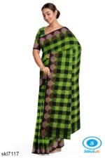 BANAHATTI BIG CHEKS COTTON SAREE WITH TEMPPAL BORDER