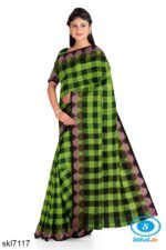 BANAHATTI BIG CHEKS COTTON SAREE WITH TEMPPAL BORDER