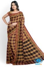 BANAHATTI BIG CHEKS COTTON SAREE WITH TEMPPAL BORDER