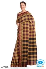 BANAHATTI BIG CHEKS COTTON SAREE WITH TEMPPAL BORDER