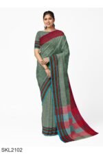 PATTEDA ANCHU PURE COTTON HANDWOVEN SAREE WITH GAADI DADI BORDER