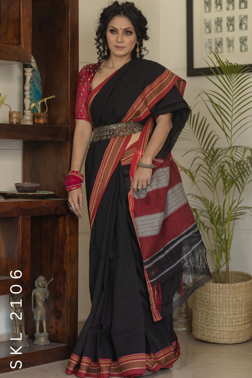 PATTEDA ANCHU PURE COTTON HANDWOVEN SAREE WITH CHICCKI PARAS BORDER