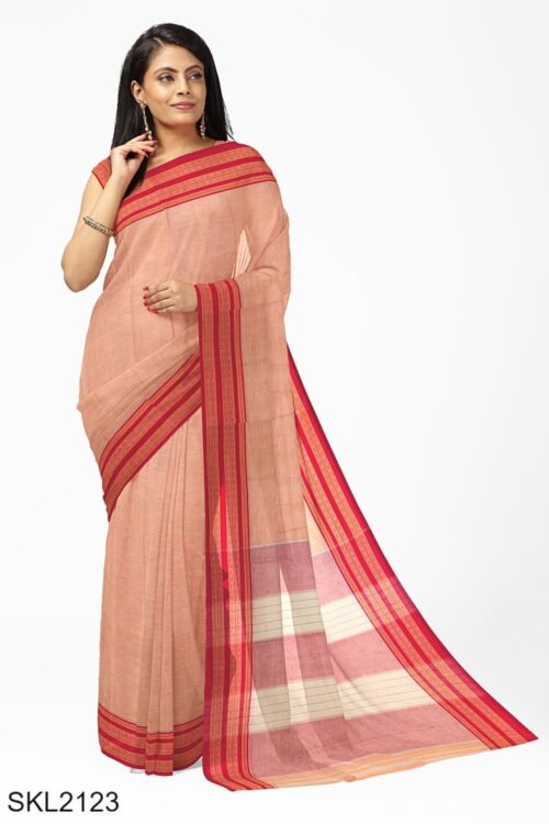 Patteda Anchu Pure Cotton With Gaadi Dhadi Border Saree