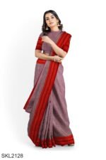 Patteda Anchu Pure Cotton With Gaadi Dhadi Border Saree