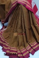 Ilkal Handloom Silk by Cotton Small Checks Bhoomi Border Saree