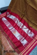 Ilkal Handloom Silk by Cotton Small Checks Bhoomi Border Saree