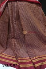 Ilkal Handloom Silk by Cotton Small Checks Bhoomi Border Saree