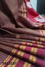 Ilkal Handloom Silk by Cotton Small Checks Bhoomi Border Saree