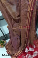 Ilkal Handloom Silk by Cotton Small Checks Bhoomi Border Saree