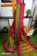 NARAYAN PETH PLAIN COTTON SAREE WITH PATTI PALLU