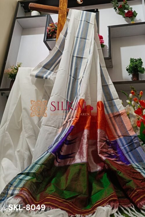 Flag color Handloom Cotton SILK Saree