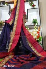 NARAYAN PETH PLAIN COTTON SAREE WITH PATTI PALLU