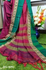 NARAYAN PETH PLAIN COTTON SAREE WITH PATTI PALLU