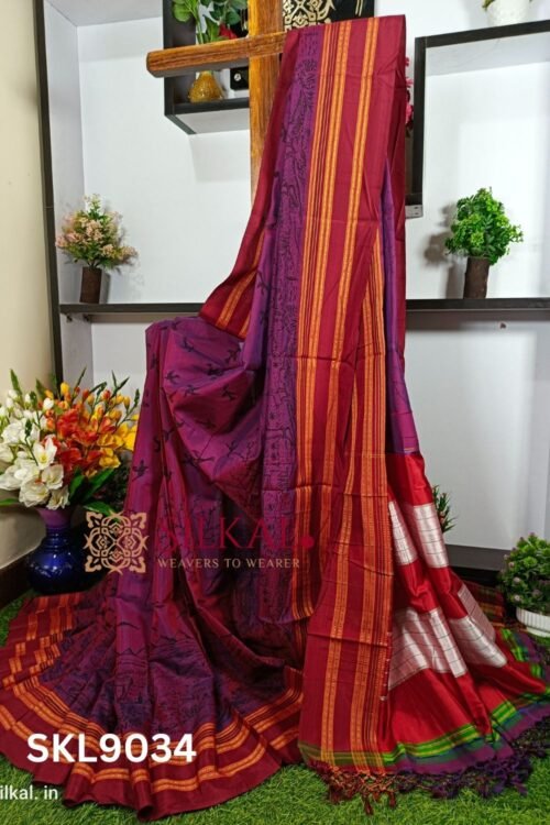 Ilkal Print Viscose Silk Gayatri Border Saree