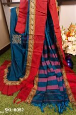 NARAYAN PETH PLAIN COTTON SAREE WITH PATTI PALLU