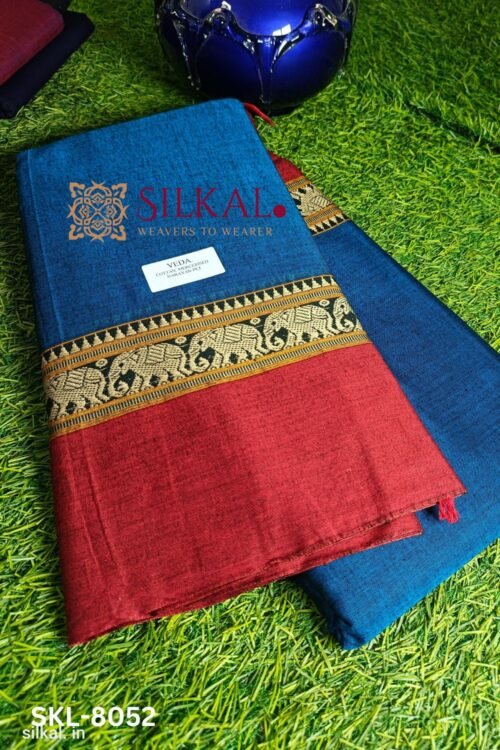 NARAYAN PETH PLAIN COTTON SAREE WITH PATTI PALLU