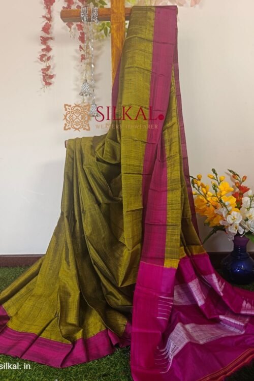 Ilkal Handloom Viscose Silk Chikki Paras Border Saree