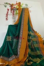 NARAYAN PETH PLAIN COTTON SAREE WITH PATTI PALLU