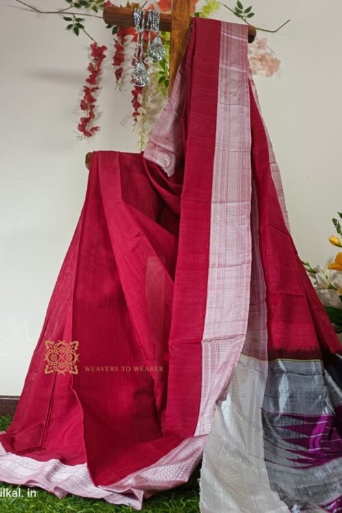 Ilkal Handloom Viscose Cotton Silk Chikki Paras Border Saree