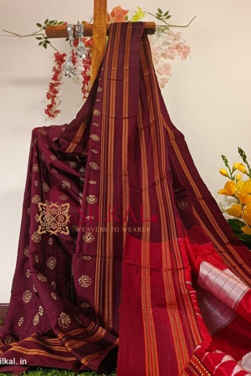 Ilkal Handloom Print Viscose Silk Gayatri Border Saree