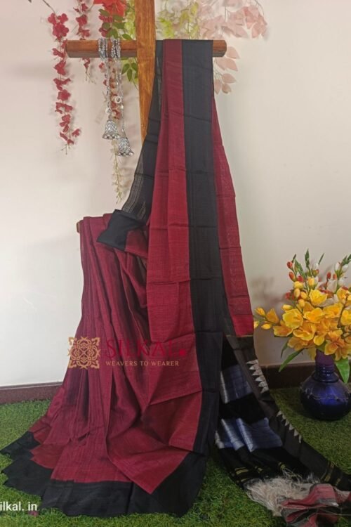 Ilkal Handloom Viscose Cotton Silk Chikki Paras Border Saree