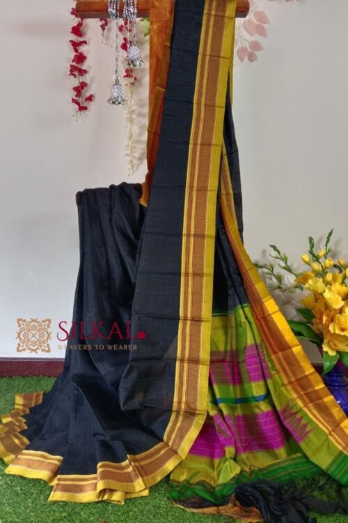 Ilkal Handloom Viscose Cotton Silk Chikki Paras Border Saree