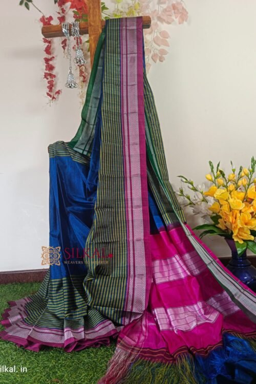 Ilkal Handloom Viscose Cotton Silk Chikki Paras Border Saree