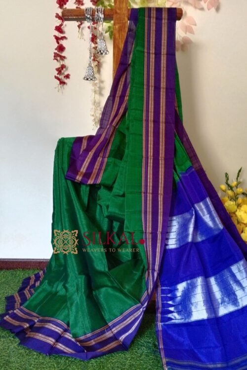 Ilkal Handloom Viscose Cotton Silk Chikki Paras Border Saree