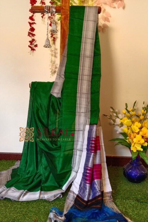 Ilkal Handloom Viscose Cotton Silk Chikki Paras Border Saree