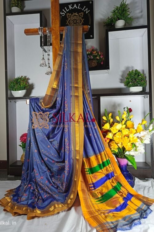 Ilkal Semi Silk With Kasuti Saree