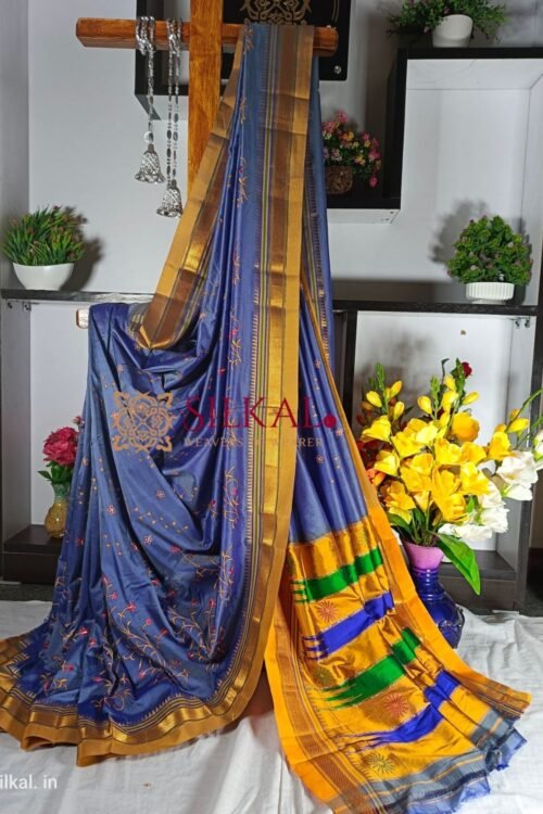 Ilkal Semi Silk With Kasuti Saree