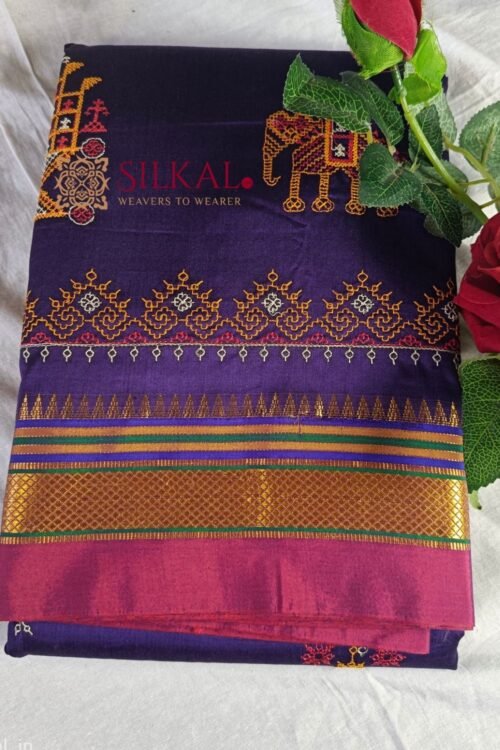 Ilkal Semi Silk With Kasuti Saree