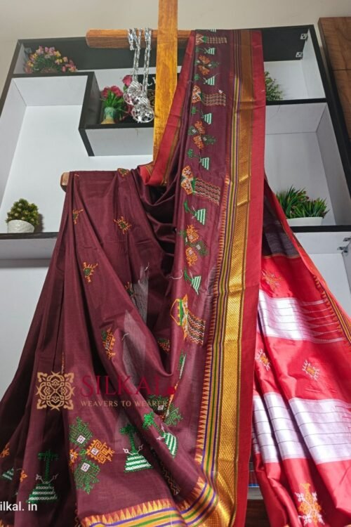 Ilkal Semi Silk With Kasuti Saree