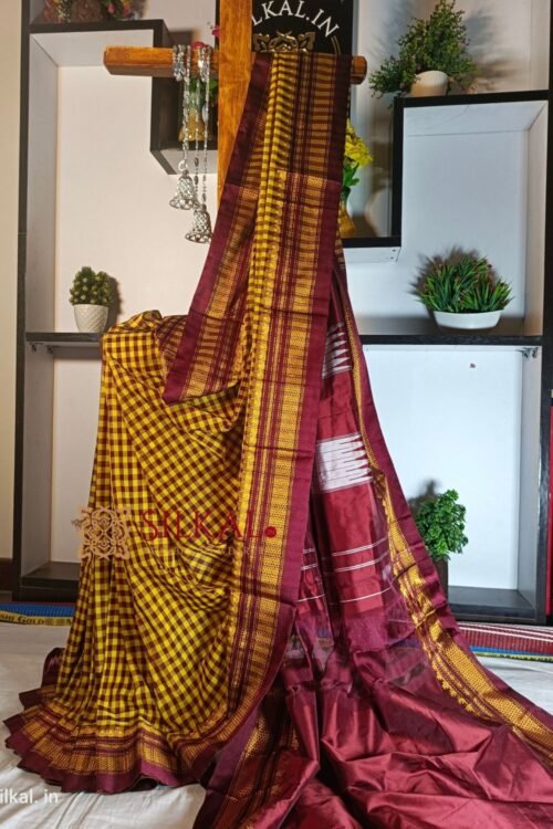 Ilkal Small Check Cotton Silk Saree