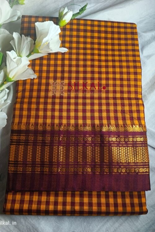 Ilkal Small Check Cotton Silk Saree