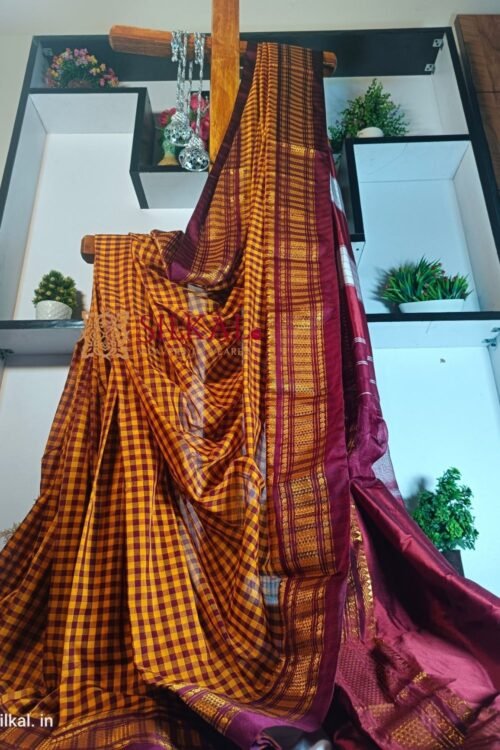 Ilkal Small Check Cotton Silk Saree