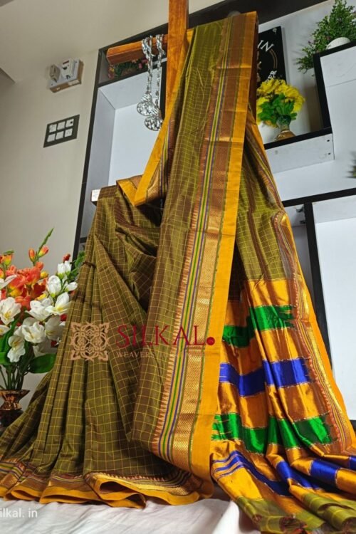 Ilkal Checked Mercerized Silk Saree