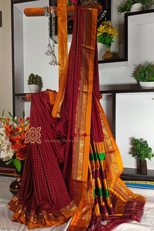 Ilkal Checked Mercerized Silk Saree