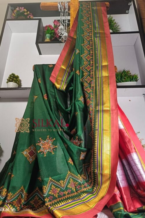 Ilkal Semi Silk With Kasuti Saree