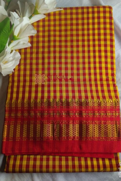 Ilkal Small Check Cotton Silk Saree