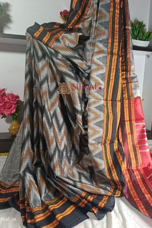Ilkal Handloom Print Viscose Silk Gayatri Border Saree