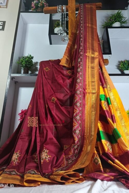 Ilkal Semi Silk With Kasuti Saree